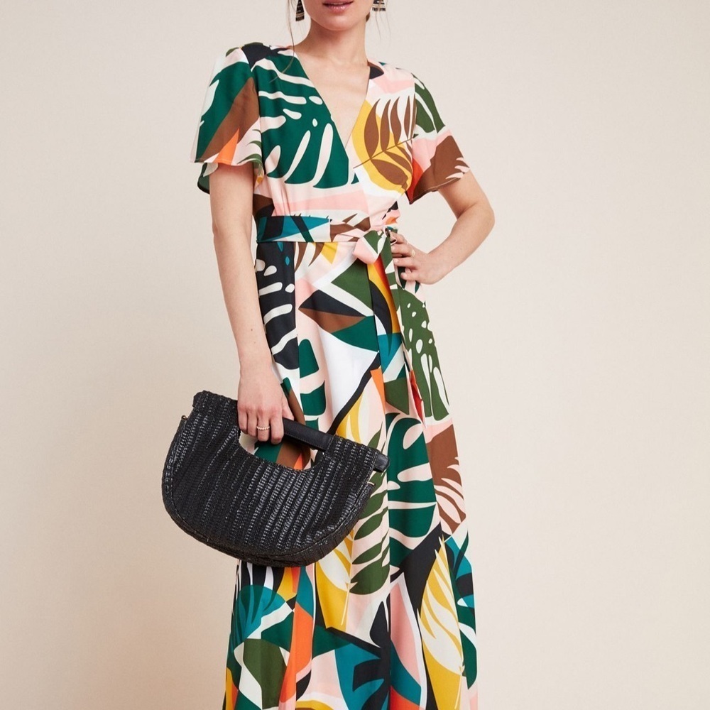 Anthropologie NWT - designer  HUTCH Tropical maxi dress wrap size Small